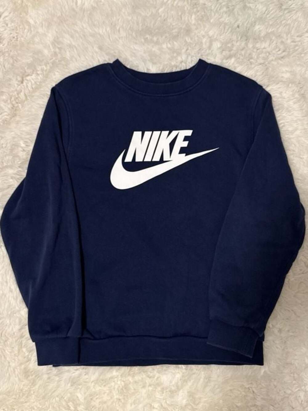 Nike Sportswear Club Fleece Futura Logo Crewneck Sweatshirt Navy Blue Size L
